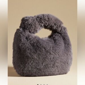 NWT new Anthropologie melie bianco brigette satchel faux fur mini bag grey